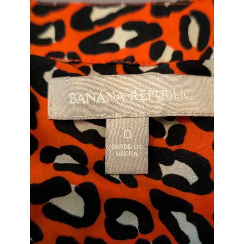 Banana Republic Leopard Print Blouse Womens Size 0 Orange Black Sleeveless Top - Picture 4 of 6
